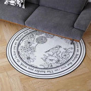  circular rug, round area rug side, bedside, plush floor mat.